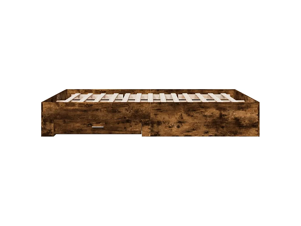 Cadre de lit avec tiroirs sans matelas chêne fumé 140x200 cm