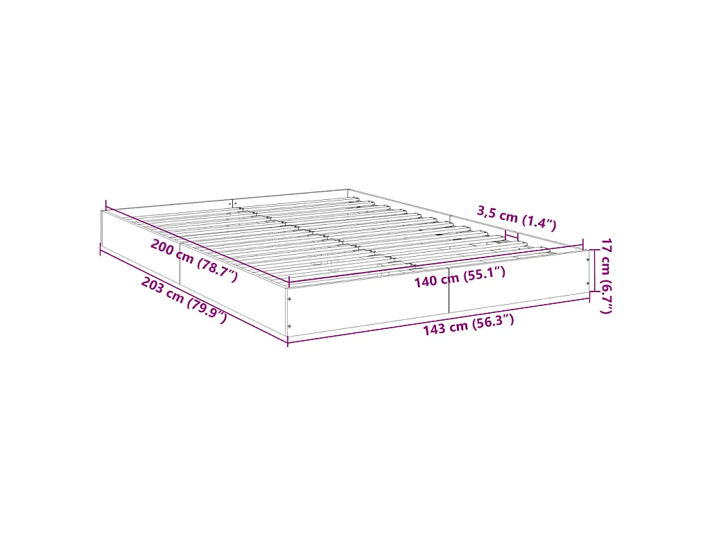 Cadre de lit sans matelas sonoma gris 140x200 cm