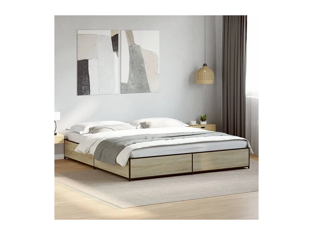 Cadre de lit sans matelas chêne sonoma 200x200 cm
