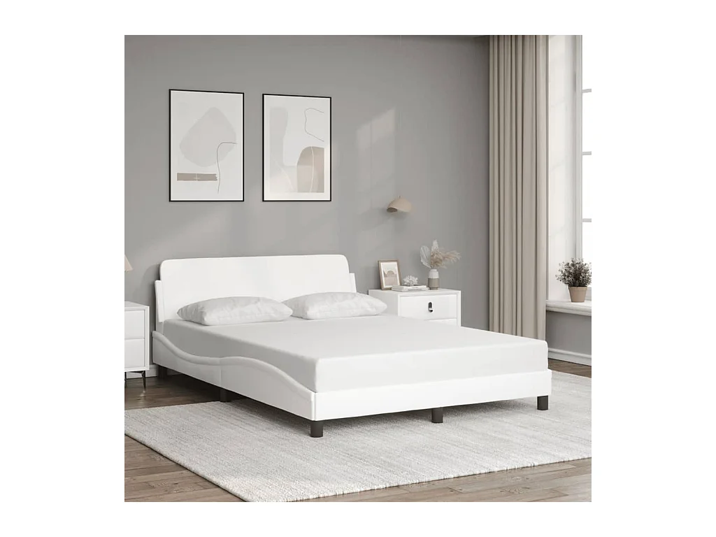 Cadre de lit sans matelas blanc 120x200 cm similicuir