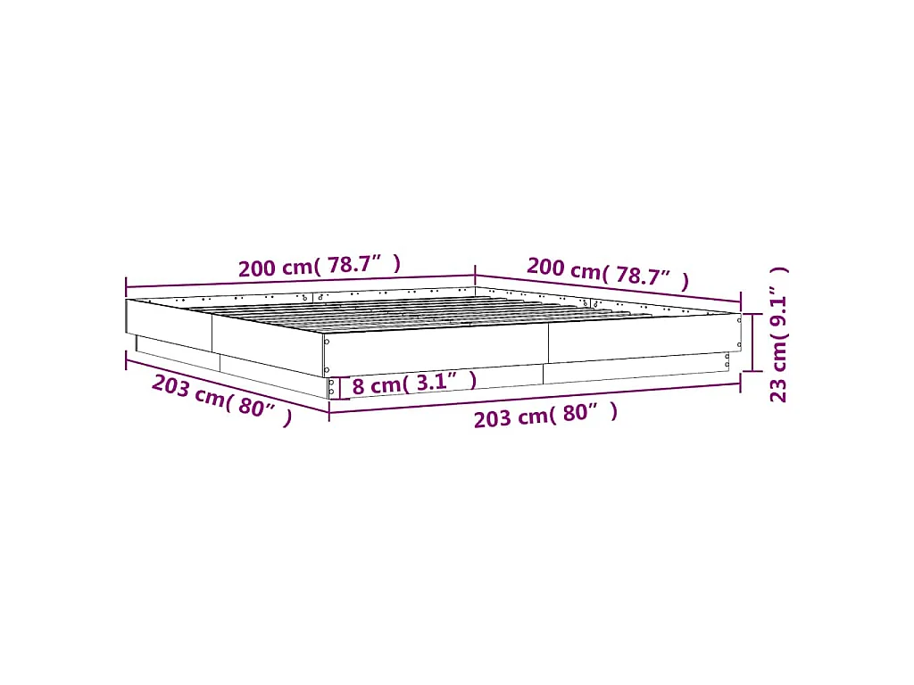 Cadre de lit sans matelas chêne sonoma 200x200 cm