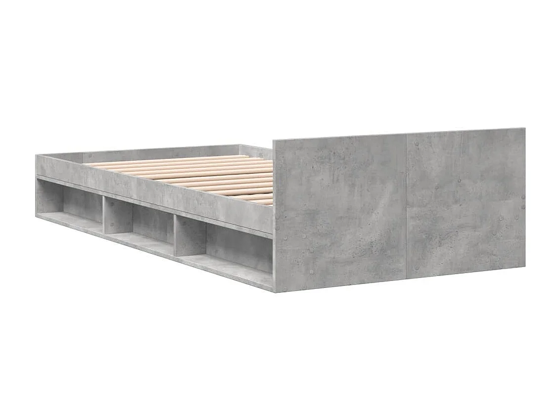Cadre de lit avec tiroir sans matelas gris béton 100x200 cm