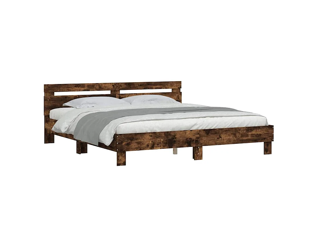 Cadre de lit sans matelas chêne fumé 180x200 cm