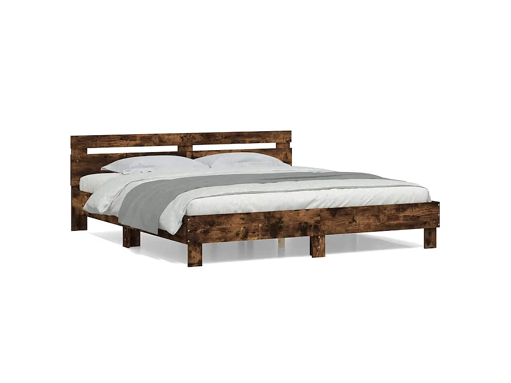 Cadre de lit sans matelas chêne fumé 180x200 cm