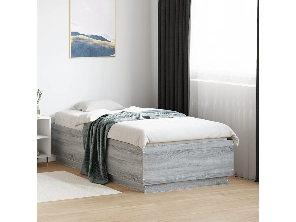 Cadre de lit sans matelas sonoma gris 75x190 cm