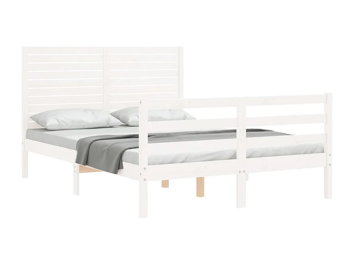 Bedframe met hoofdbord massief hout wit