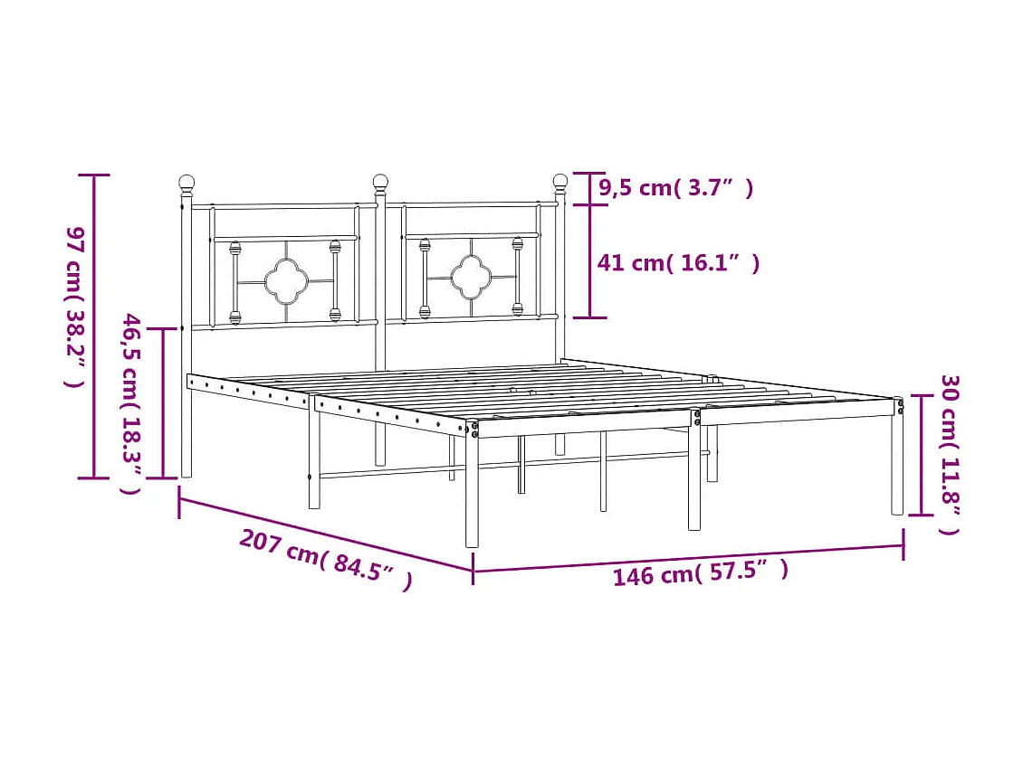 Bettgestell mit Kopfteil Metall Weiß 140x200 cm