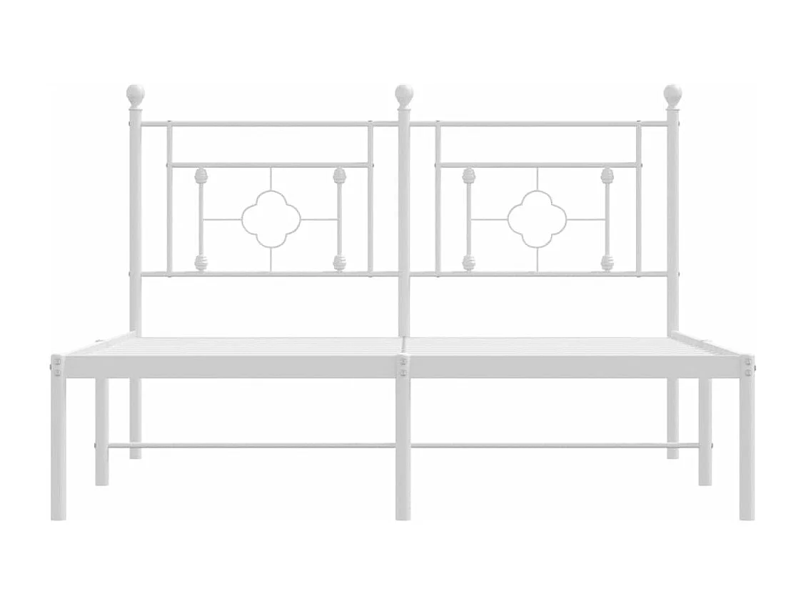 Cadre de lit métal sans matelas et tête de lit blanc 140x200 cm