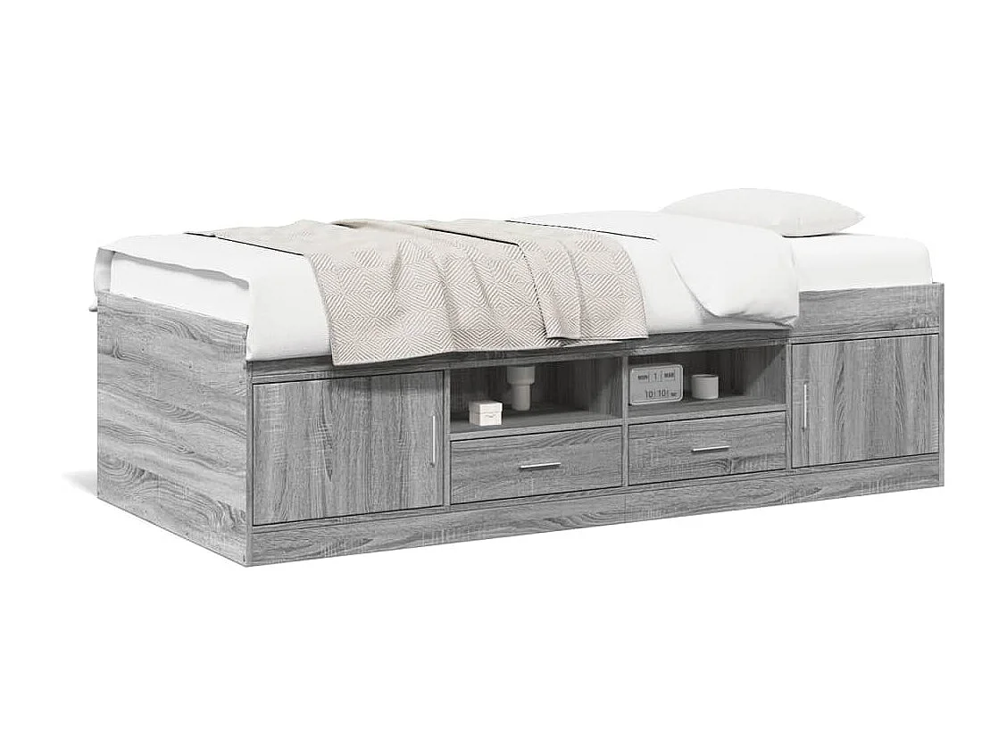Sofá cama con cajones sin colchón gris Sonoma 90x190 cm