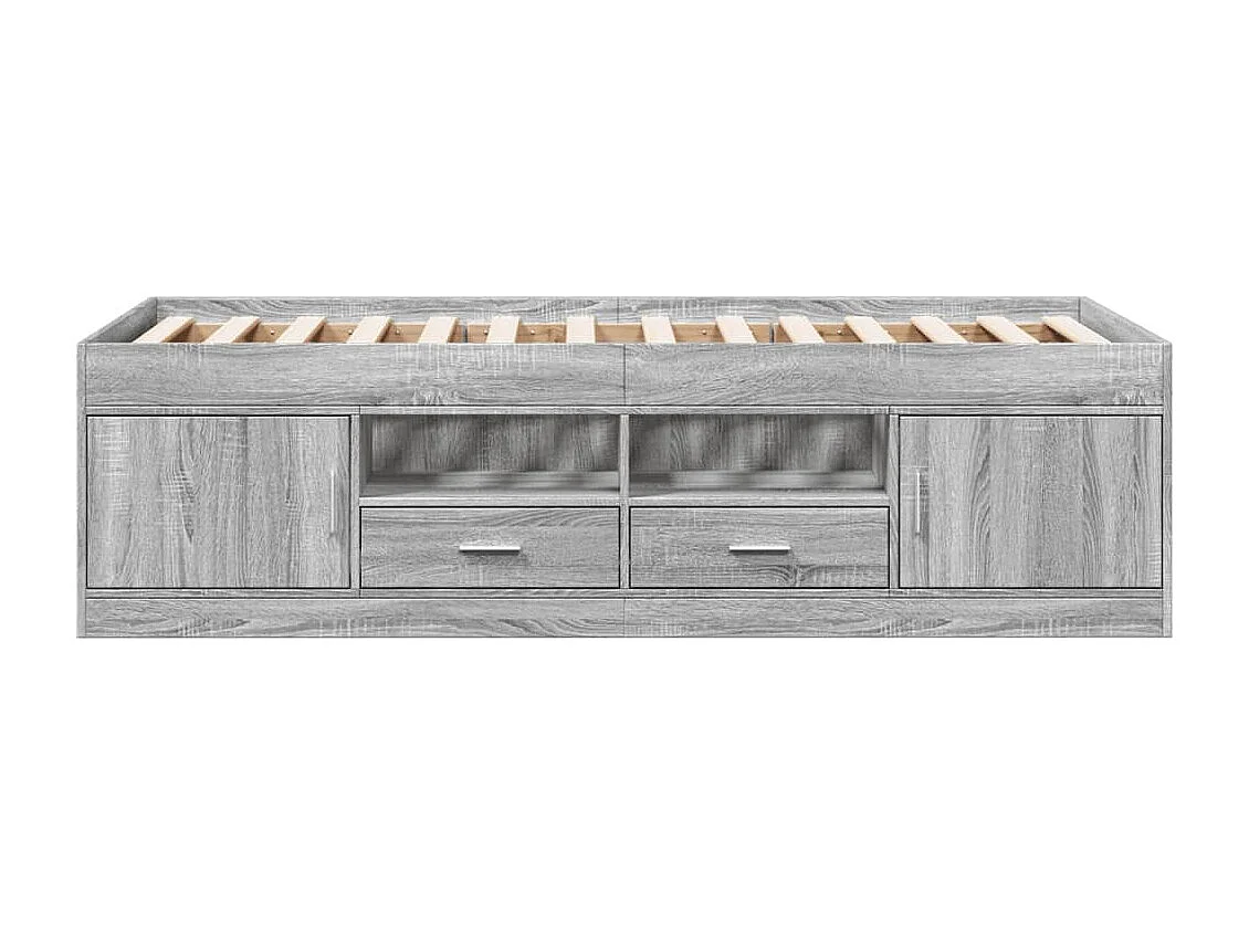 Sofá cama con cajones sin colchón gris Sonoma 90x190 cm