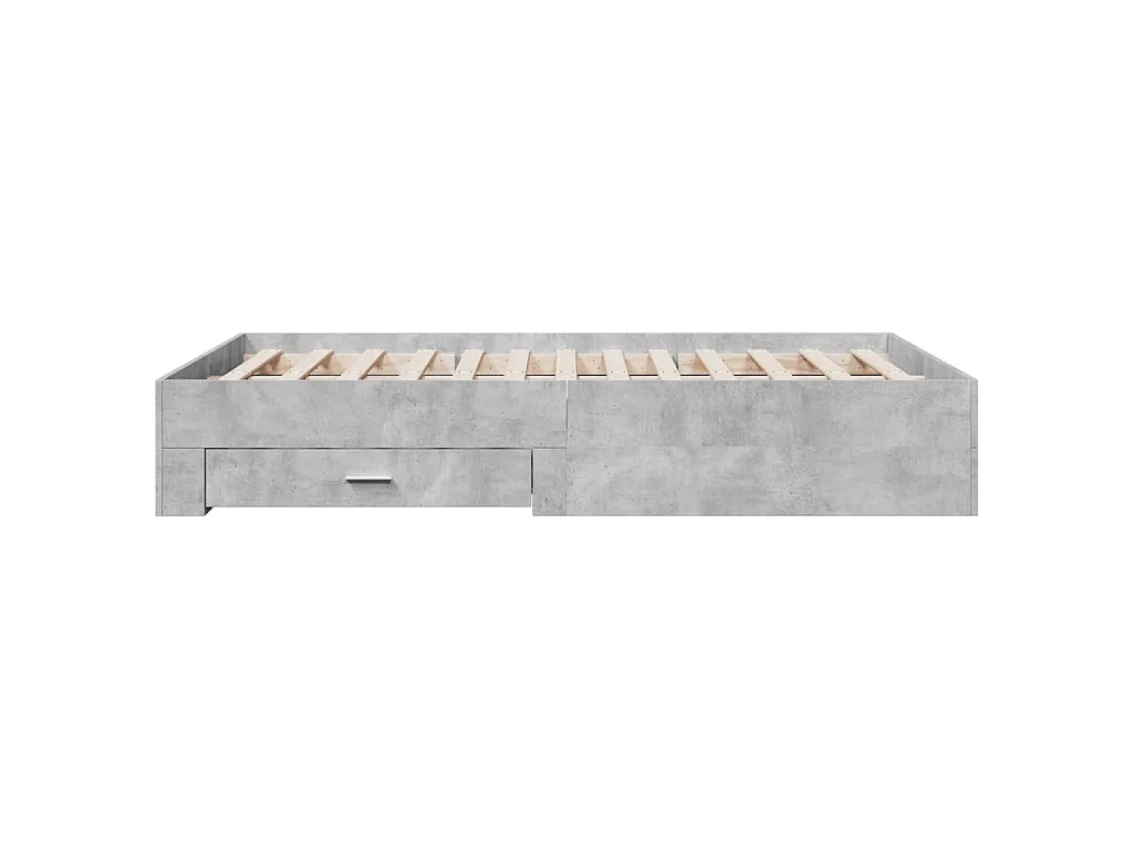 Bedframe met lades bewerkt hout betongrijs 120x200 cm