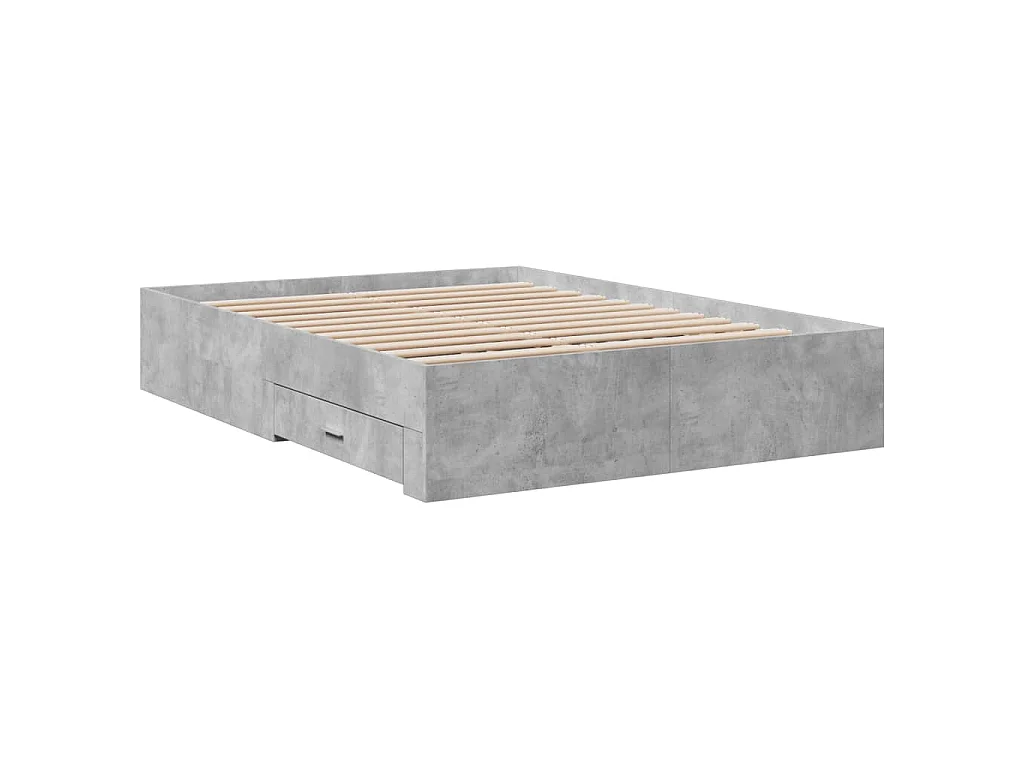 Bedframe met lades bewerkt hout betongrijs 120x200 cm