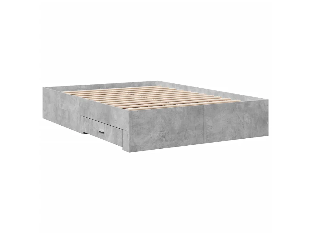 Cama con cajones madera ingeniería gris hormigón 120x200 cm