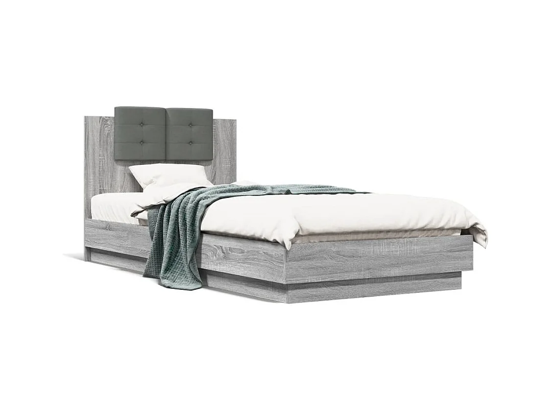 Cadre de lit avec LED sans matelas sonoma gris 100x200 cm