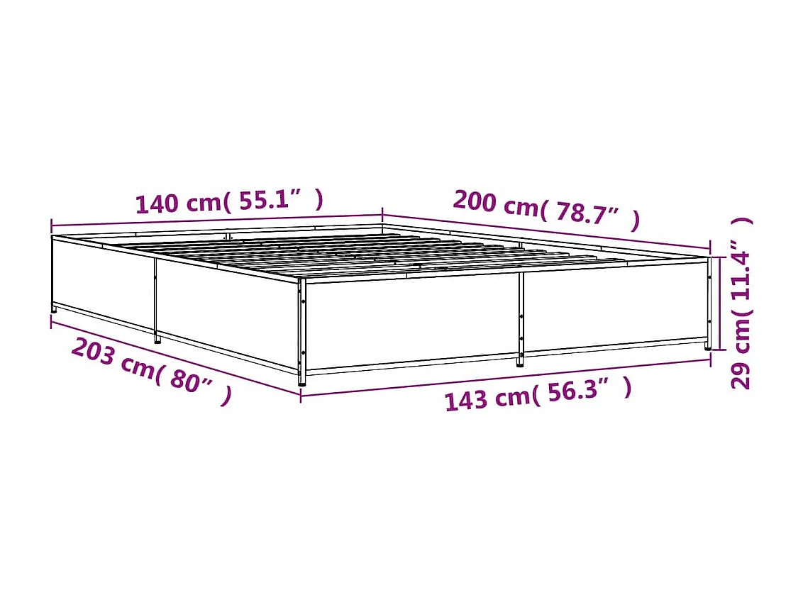 Cadre de lit sans matelas chêne marron 140x200 cm