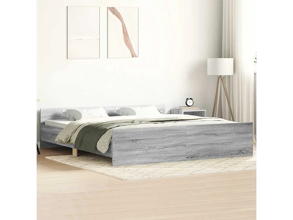 Bettgestell mit Kopf- und Fußteil Grau Sonoma 160x200 cm