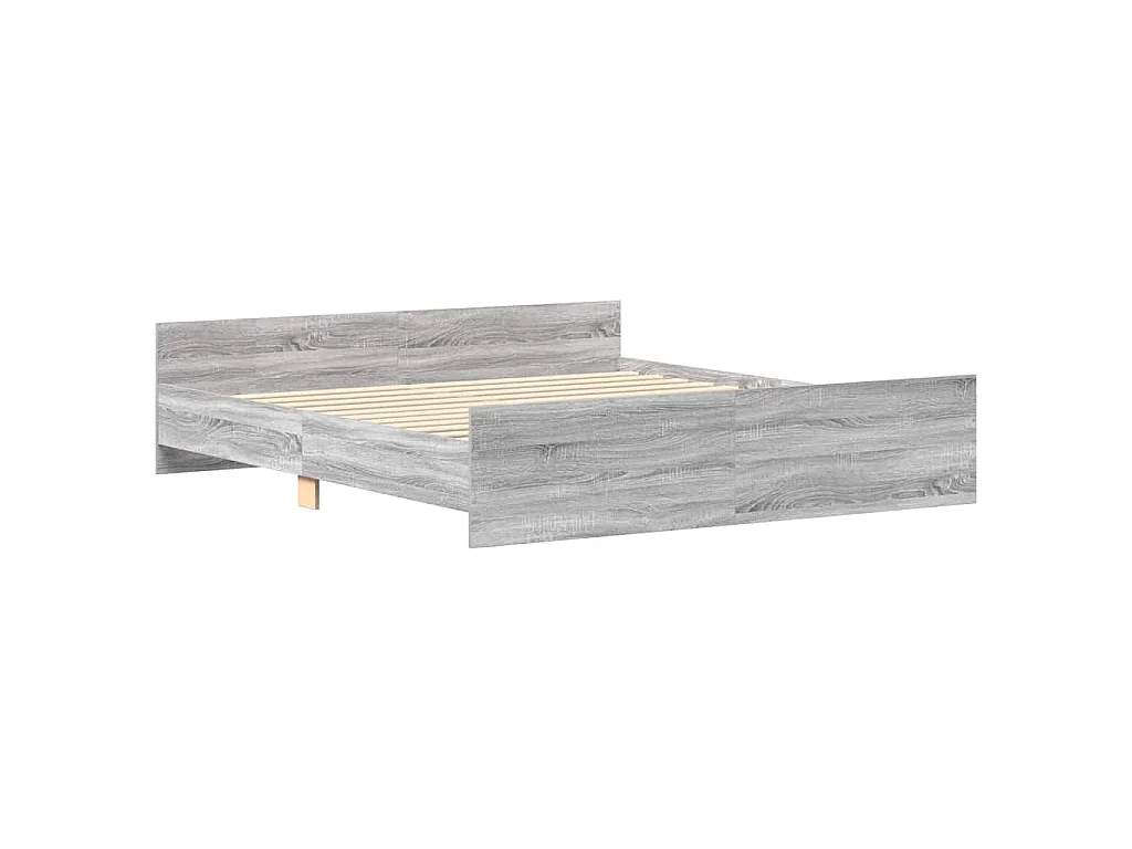 Bettgestell mit Kopf- und Fußteil Grau Sonoma 160x200 cm