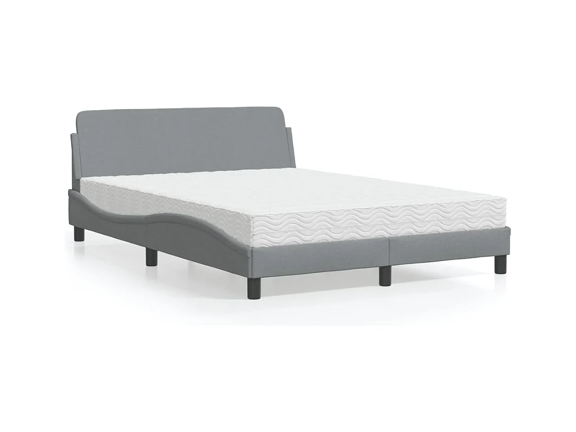 Lit avec matelas gris clair 140x200 cm tissu