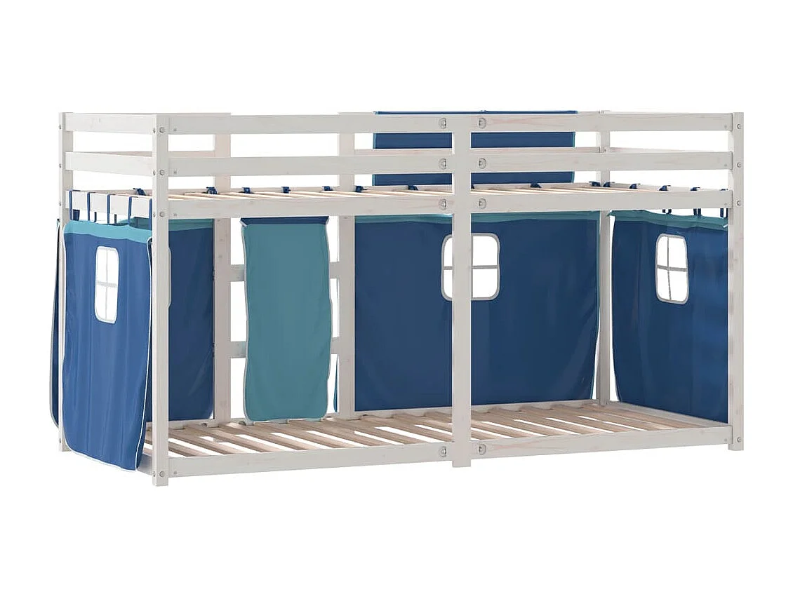 Letto a Castello senza Materasso Blu 80x200 cm Massello Pino