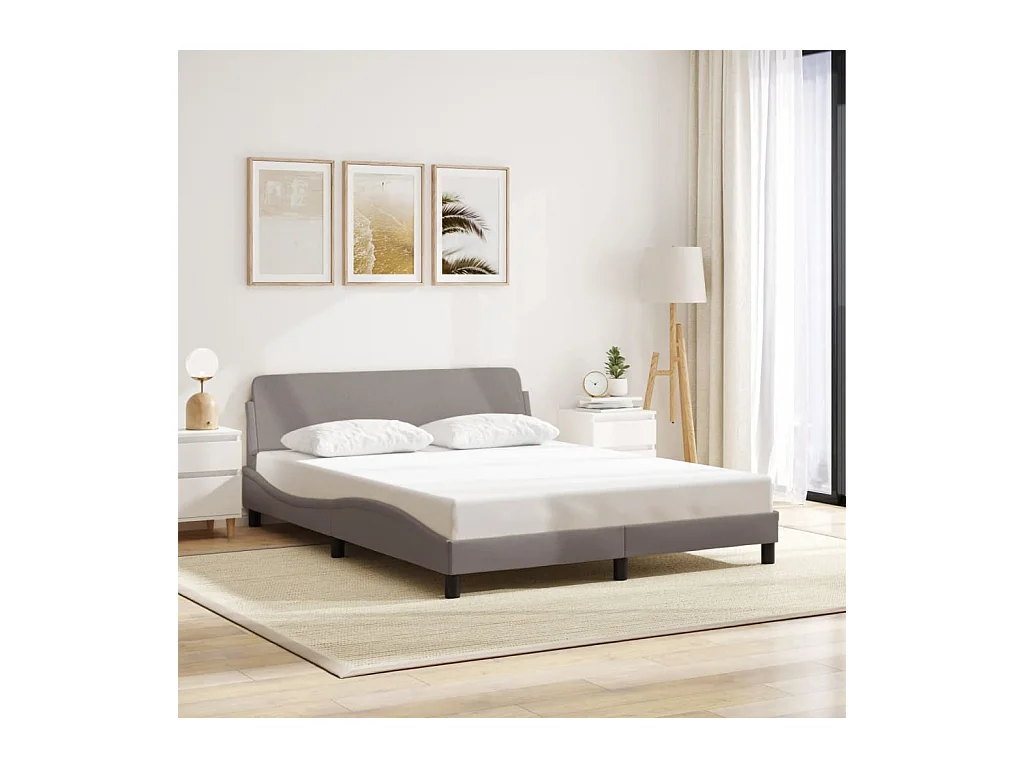 Cadre de lit sans matelas taupe 160x200 cm tissu