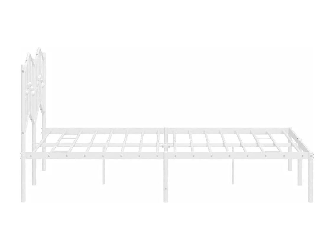 Cadre de lit métal sans matelas et tête de lit blanc 140x190 cm