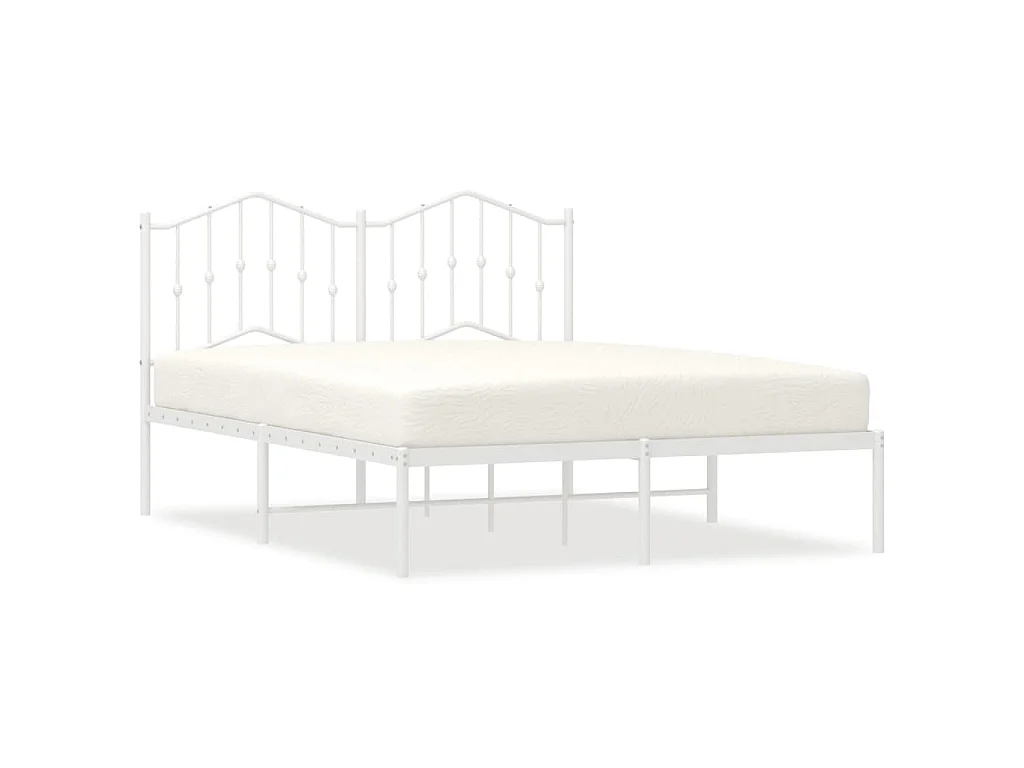 Cadre de lit métal sans matelas et tête de lit blanc 140x190 cm