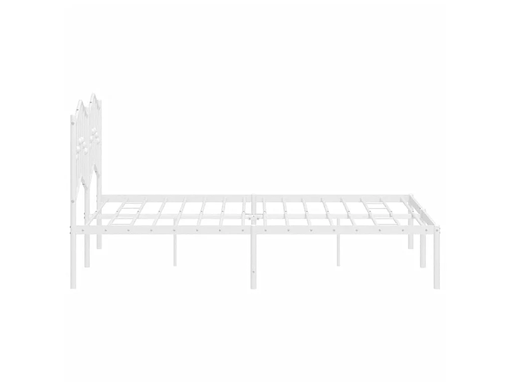 Cadre de lit métal sans matelas et tête de lit blanc 140x190 cm