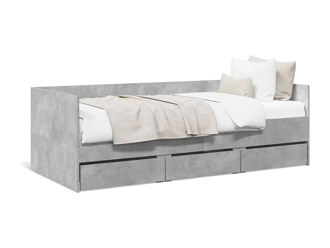 Tagesbett mit Schubladen ohne Matratze Betongrau 75x190 cm
