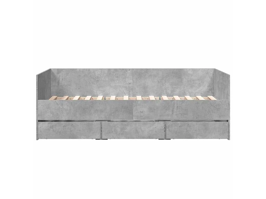 Slaapbank met lades zonder matras 75x190 cm betongrijs