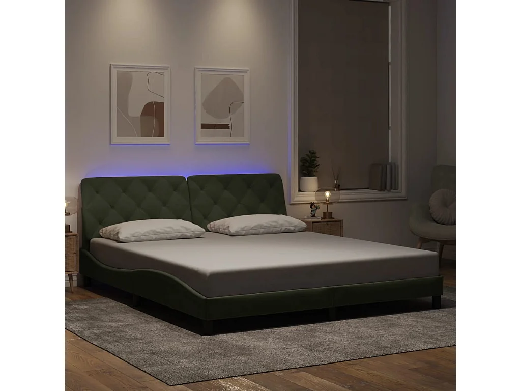 Bedframe met LED zonder matras fluweel lichtgrijs 180x200 cm