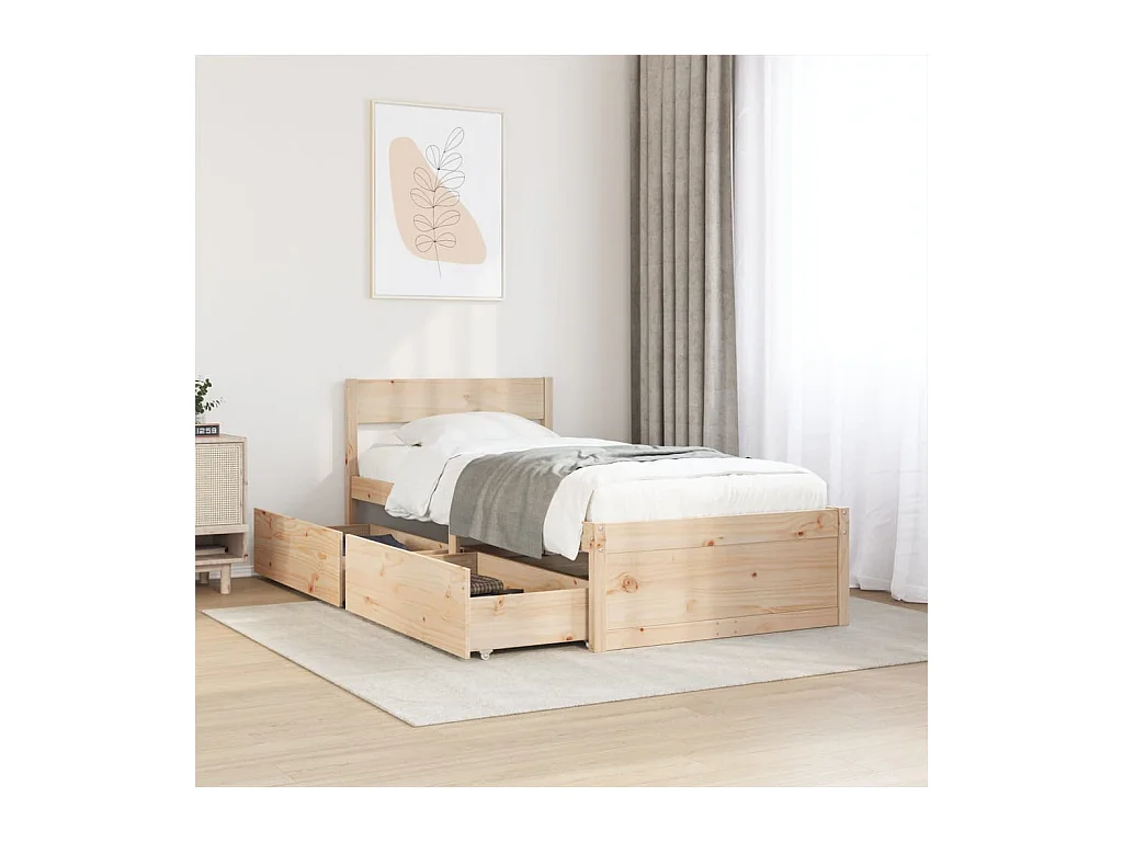Cadre de lit sans matelas 90x190 cm bois de pin massif