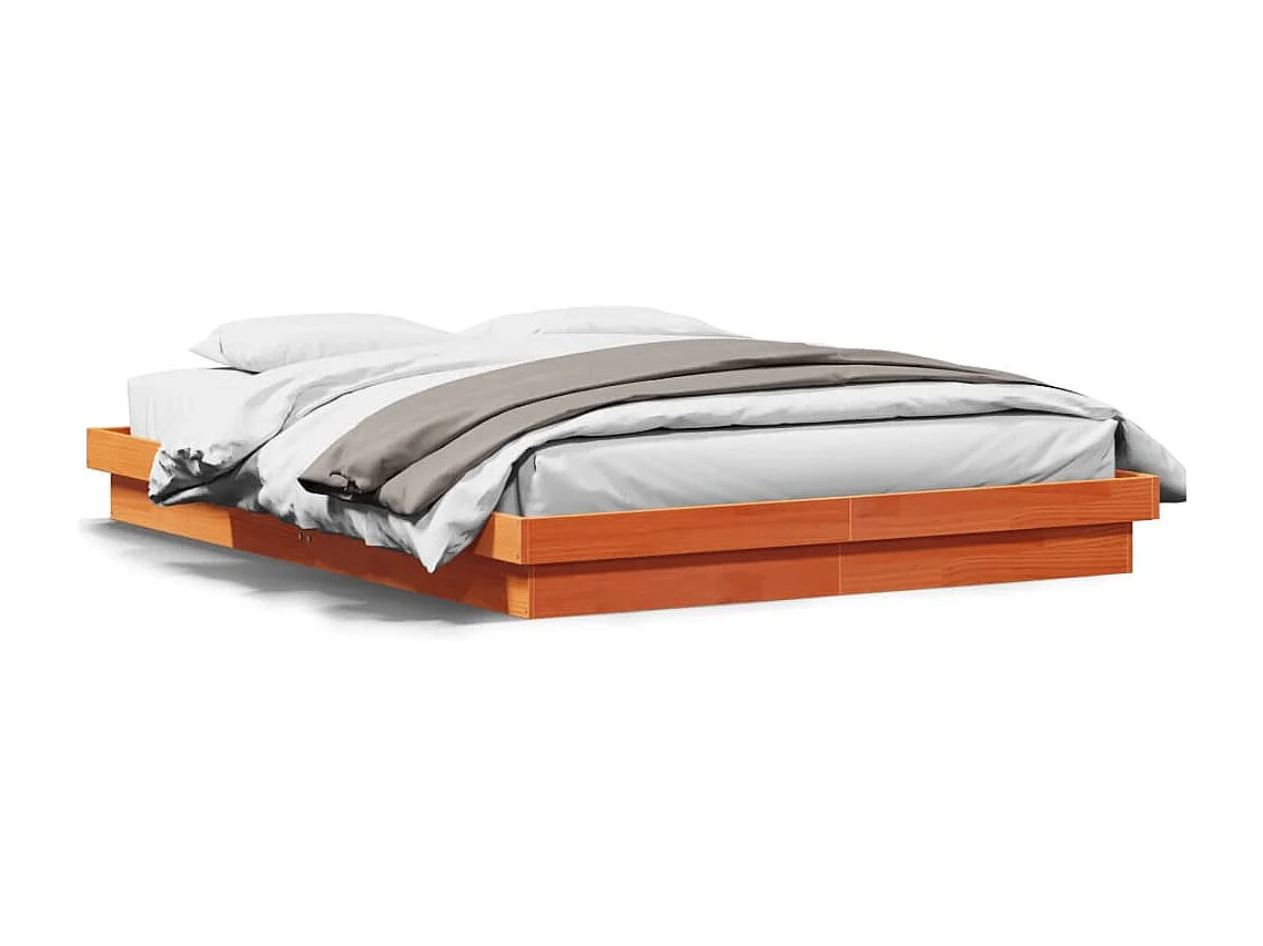 Estructura de cama LED madera maciza pino marrón cera 160x200cm
