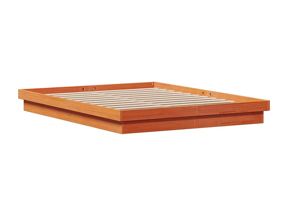 Estructura de cama LED madera maciza pino marrón cera 160x200cm