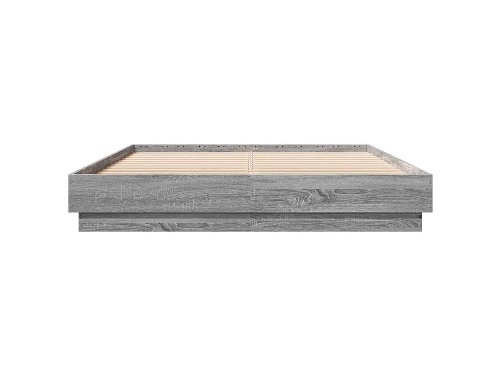 Bettgestell mit LED Grau Sonoma-Eiche 160x200 cm