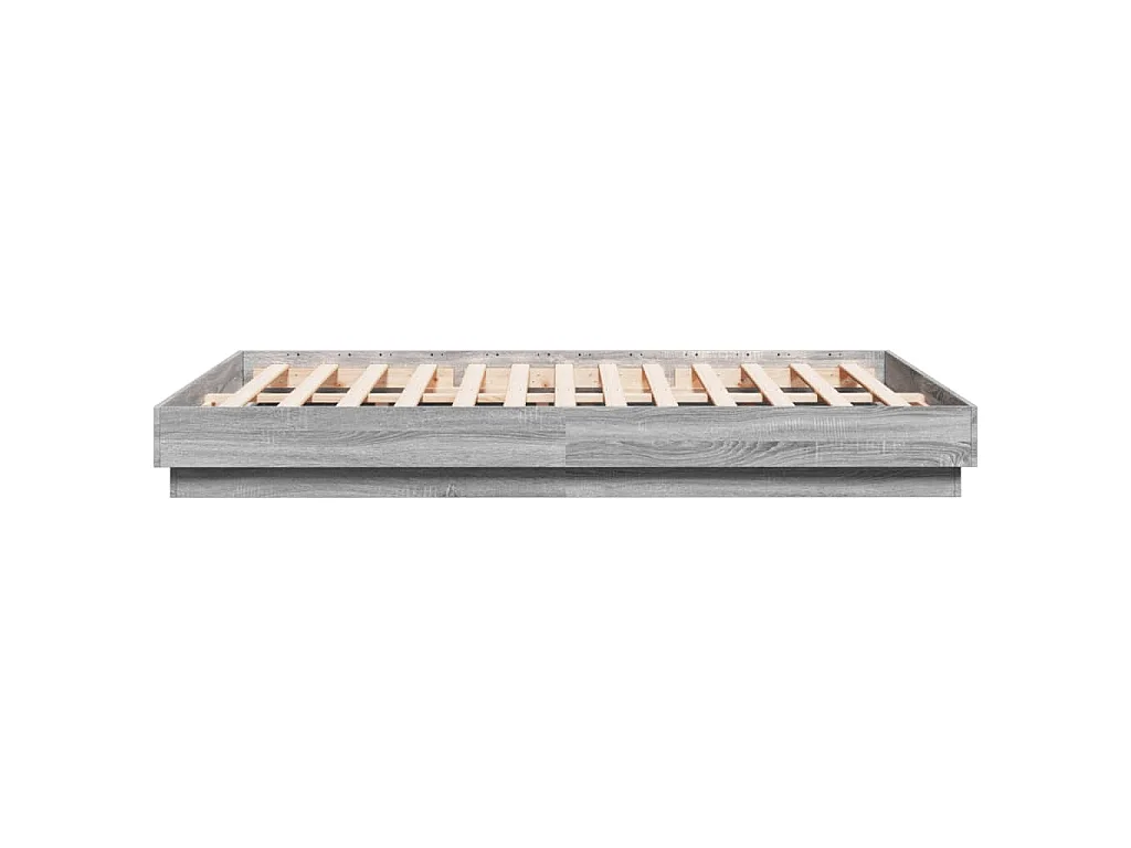 Bettgestell mit LED Grau Sonoma-Eiche 160x200 cm