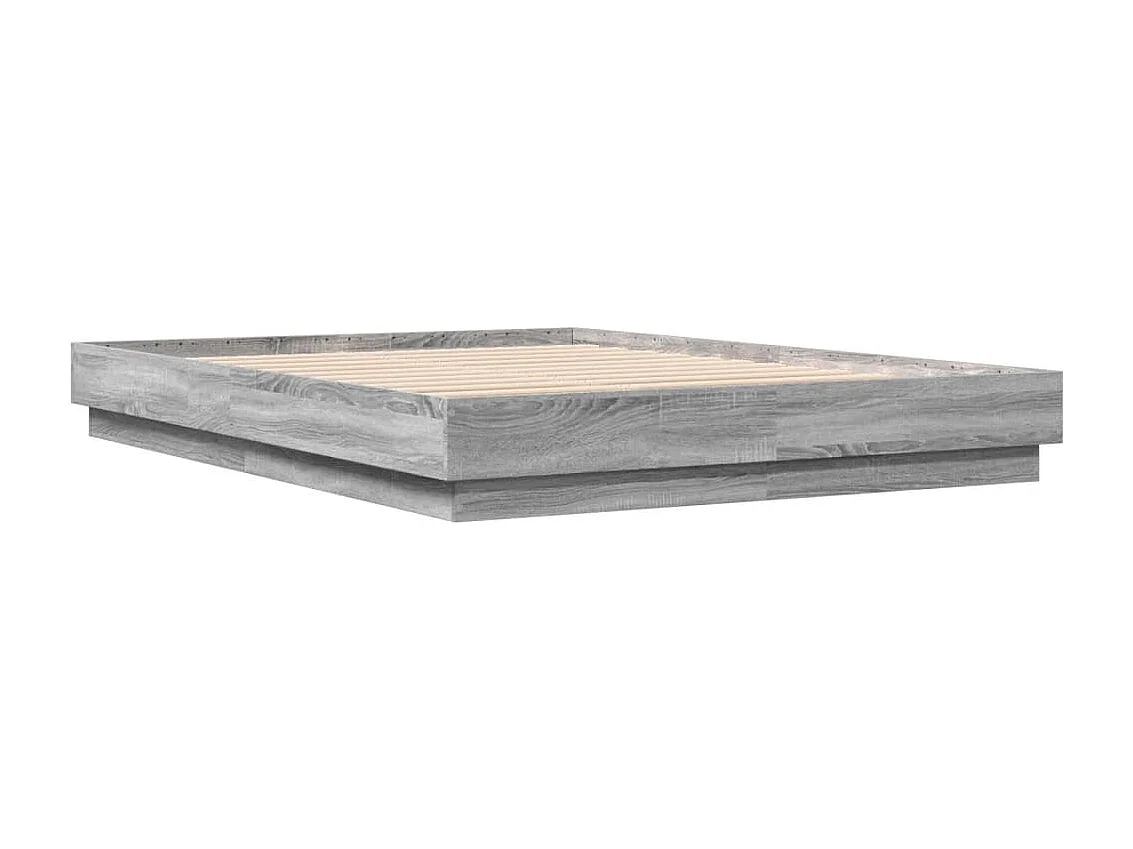 Bettgestell mit LED Grau Sonoma-Eiche 160x200 cm