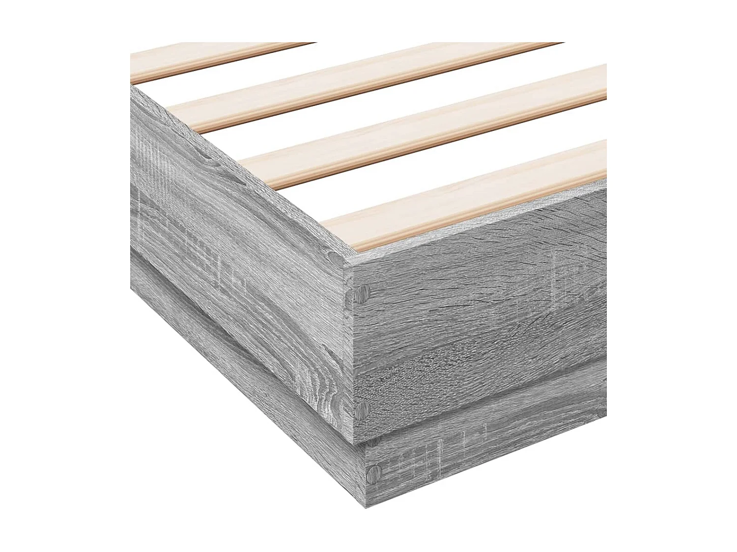 Bettgestell mit LED Grau Sonoma-Eiche 160x200 cm