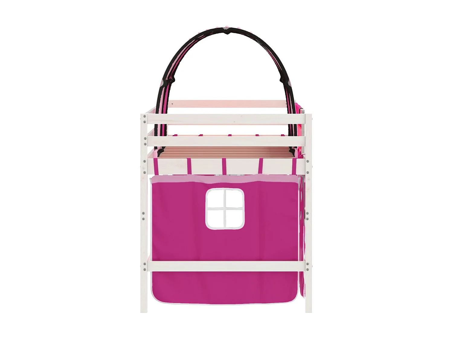 Lit mezzanine enfants avec tunnel sans matelas rose 90x200 cm