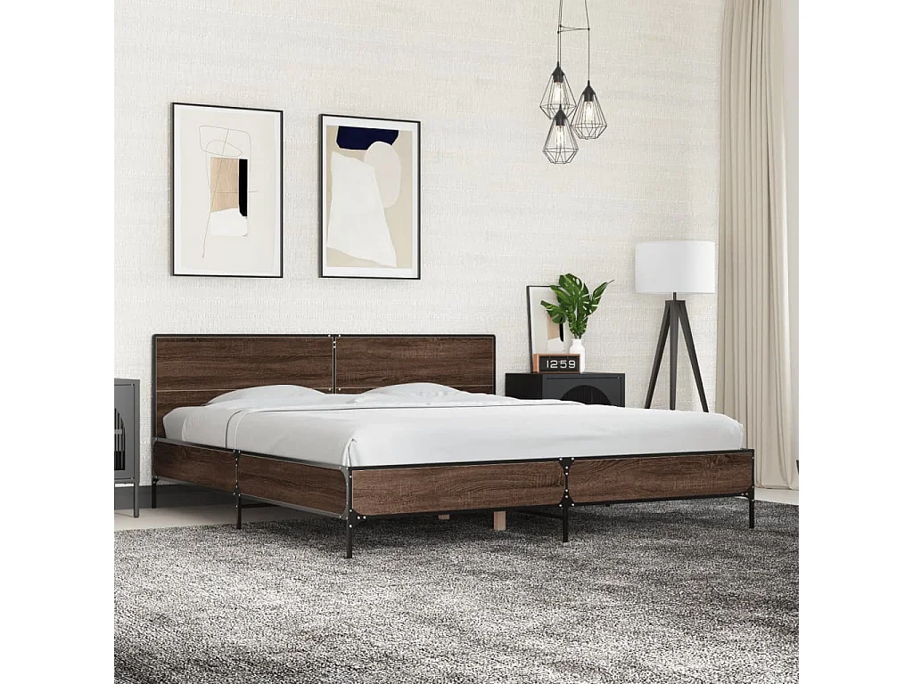 Cadre de lit sans matelas chêne marron 180x200 cm