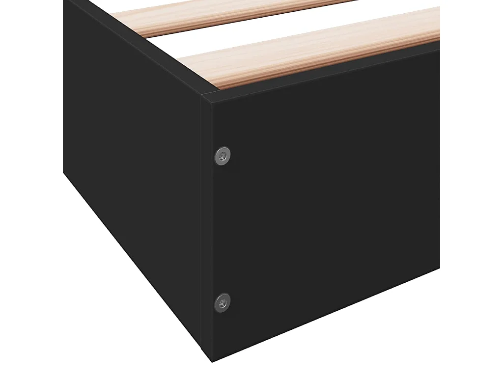 Cadre de lit sans matelas noir 160x200 cm bois d'ingénierie