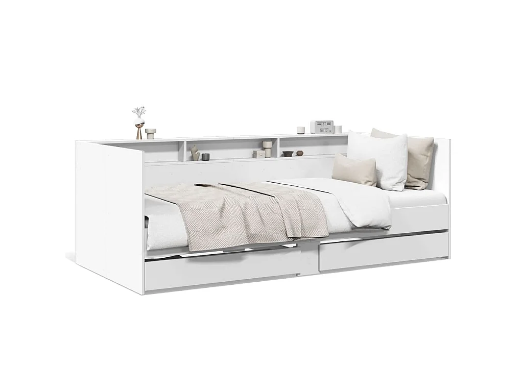 Slaapbank met lades zonder matras 90x200 cm wit