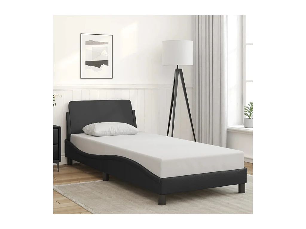 Cadre de lit sans matelas noir 90x200 cm similicuir