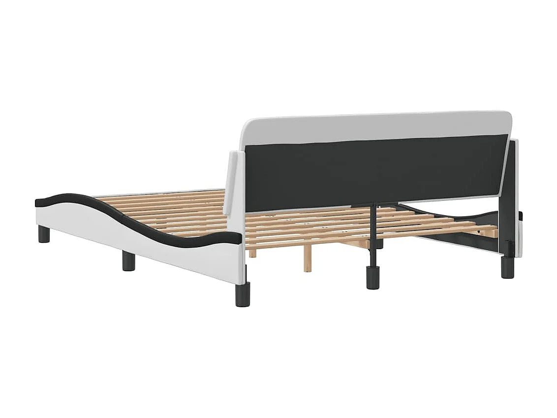 Cadre de lit Dover blanc et noir 140x190 cm similicuir