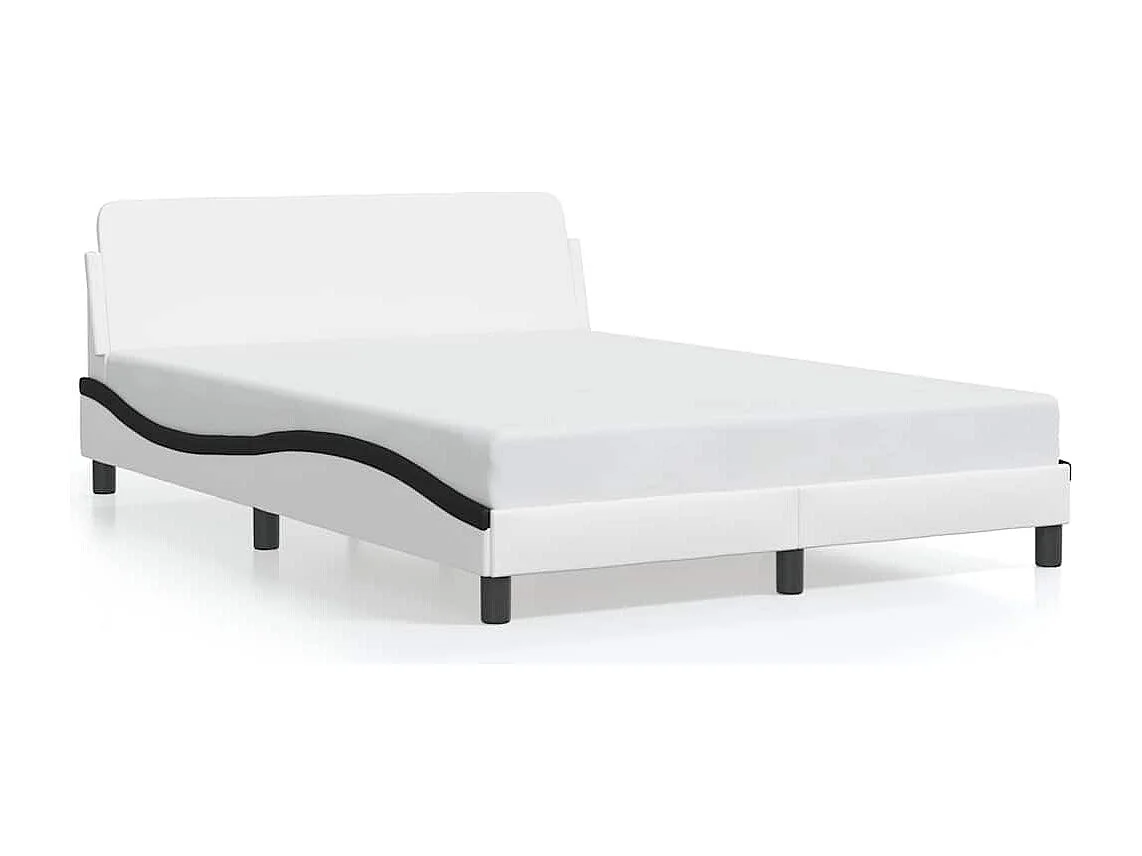 Cadre de lit Dover blanc et noir 140x190 cm similicuir
