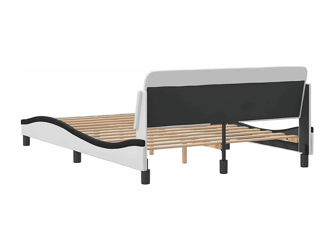 Cadre de lit Dover blanc et noir 140x190 cm similicuir