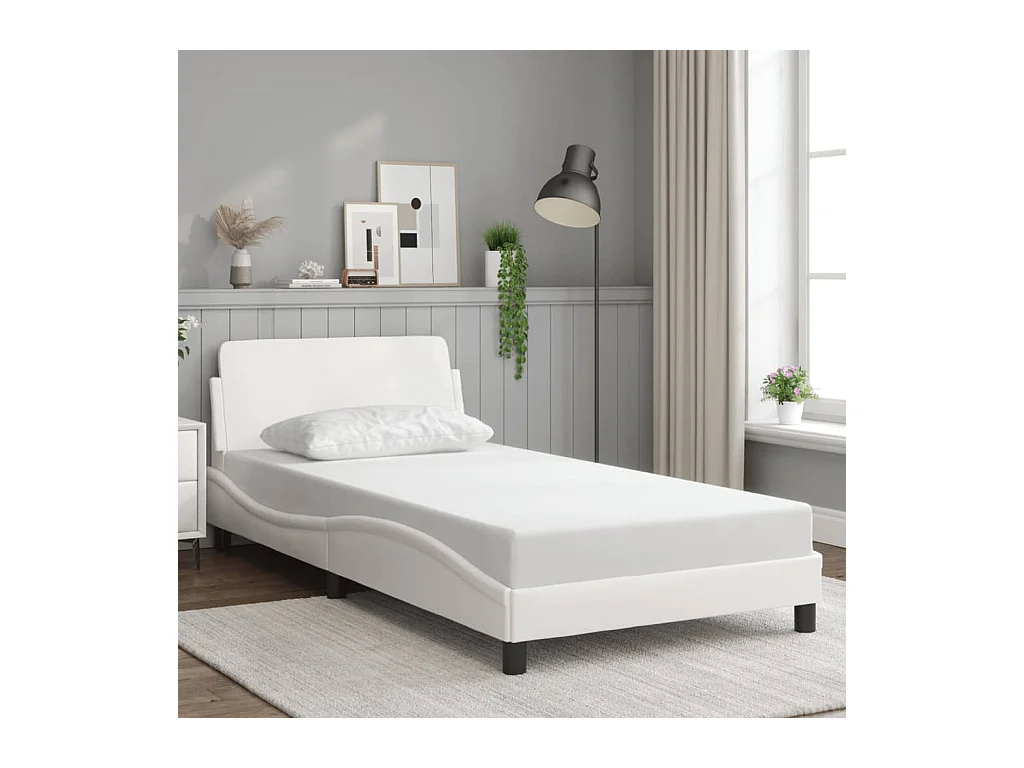 Cadre de lit sans matelas blanc 100x200 cm similicuir