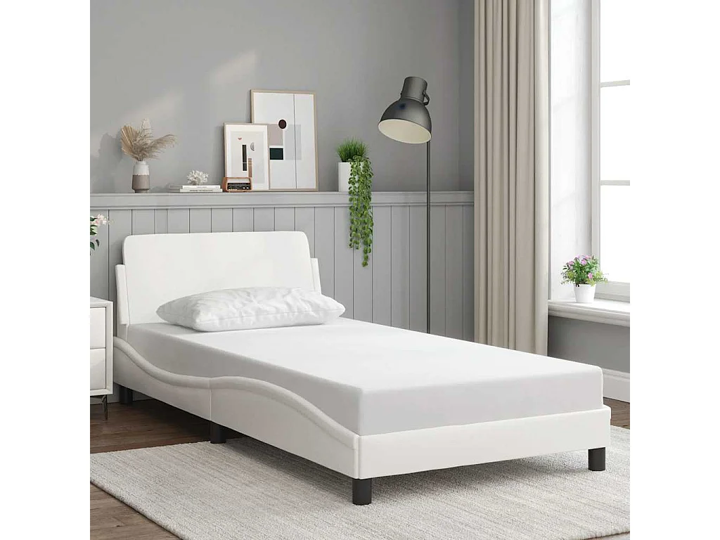 Cadre de lit Dover blanc 100x200 cm similicuir