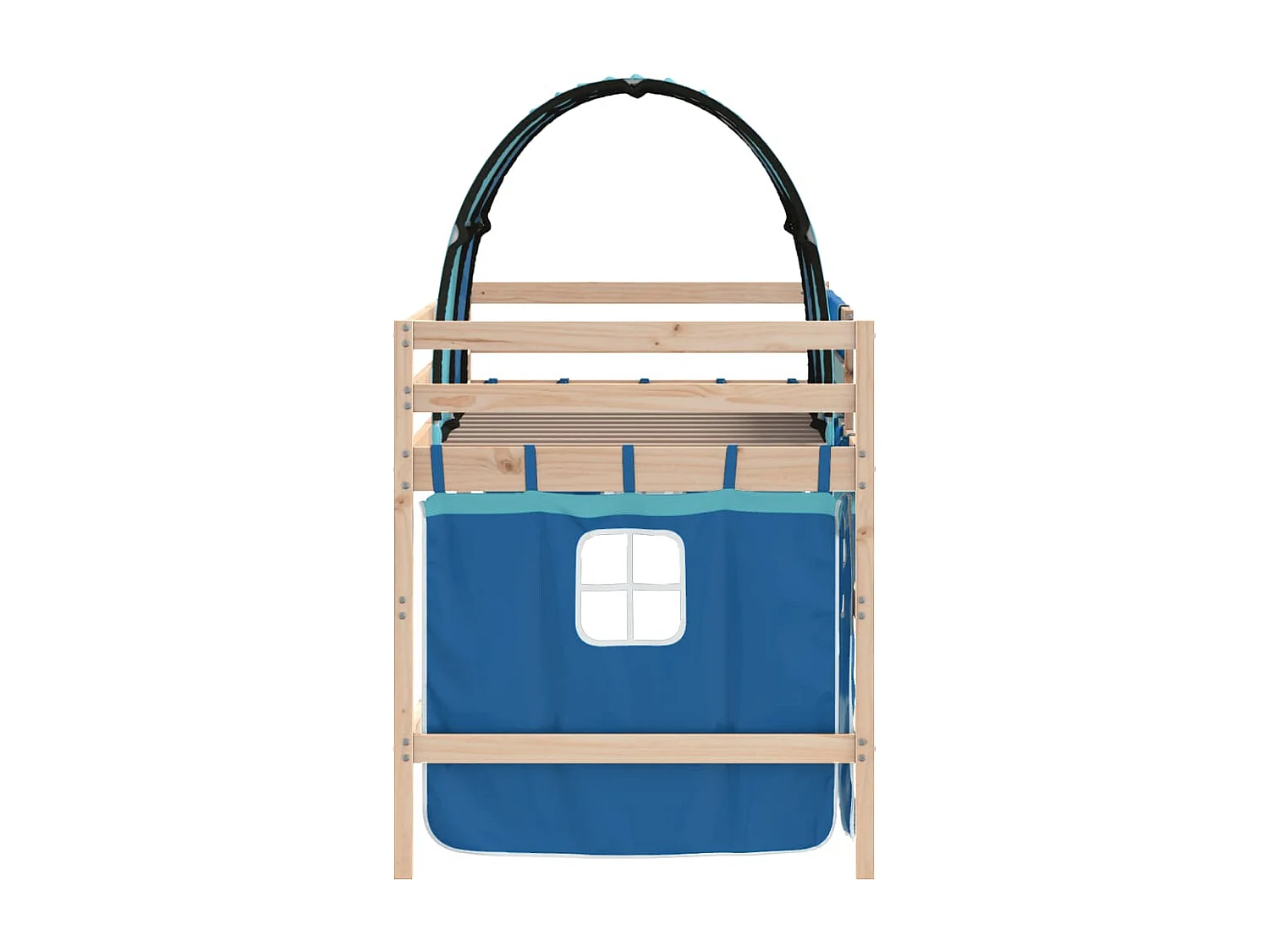 Kinderhoogslaper met tunnel 90x190 cm massief grenenhout blauw