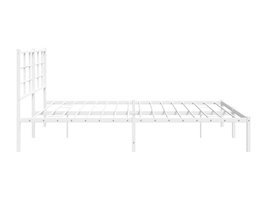 Cadre de lit métal sans matelas et tête de lit blanc 180x200 cm