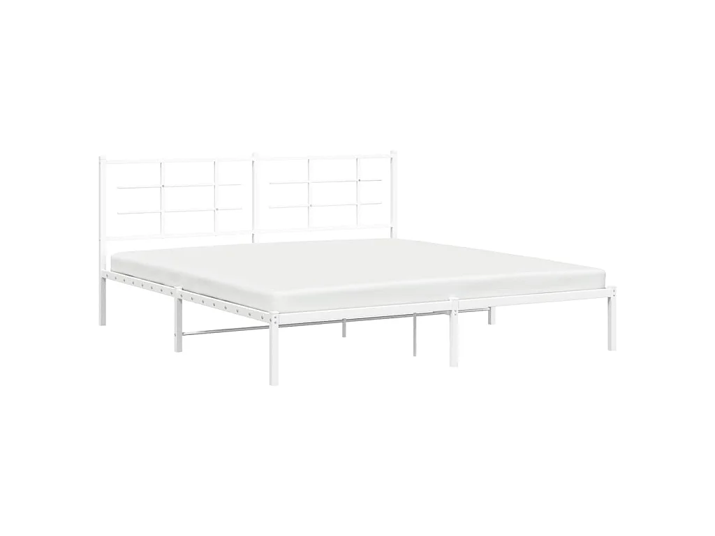 Cadre de lit métal sans matelas et tête de lit blanc 180x200 cm